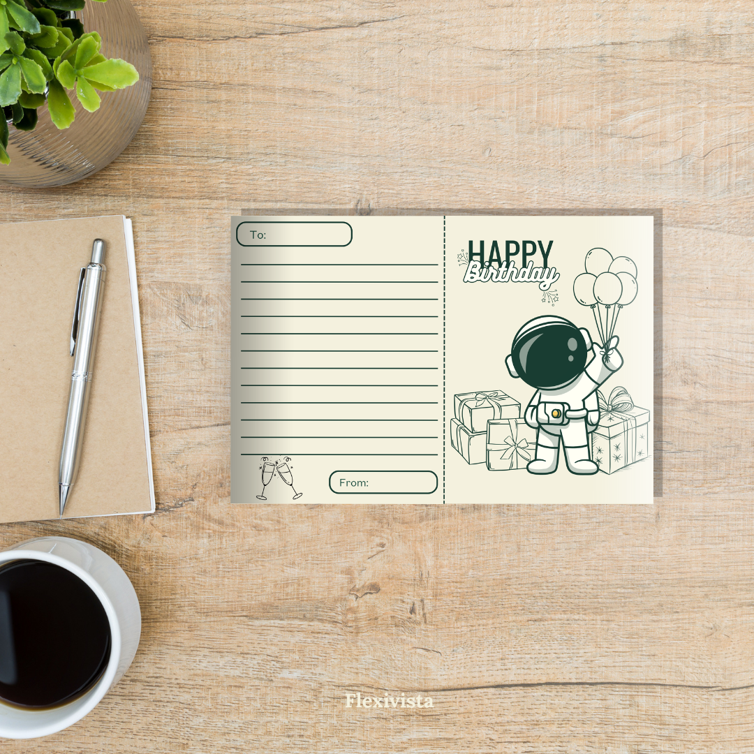 Cosmic Cheers – Astronaut Birthday Card (Digital)